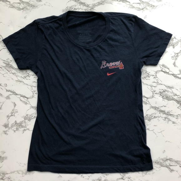Atlanta Braves Baseball Tshirt Navy Women’s Medium - Picture 3 of 4